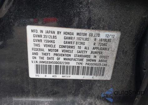 2013 Honda Fit Sport z USA, uszkodzony, nr VIN JHMGE8H50DC022369